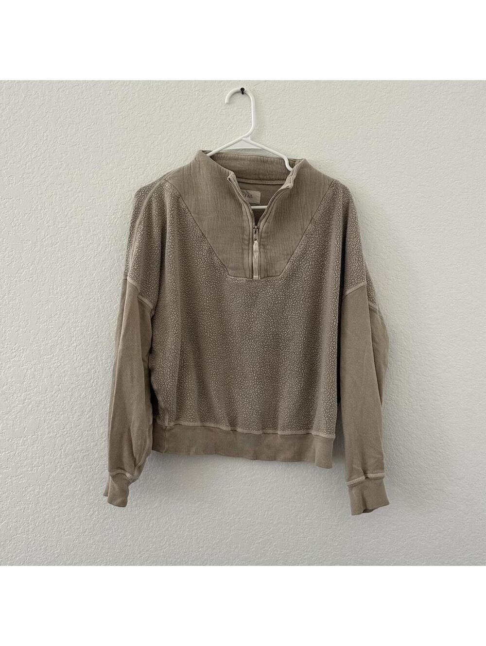 The Great. tan quarter zip sweatshirt